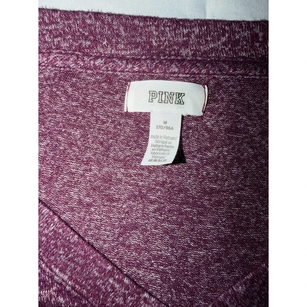 PINK Victoria's Secret Marled Burgundy V Neck Pullover Lounge Athleisure Top M‎